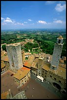 Piazza del Duomo seen from Torre Grossa. San Gimignano, Tuscany, Italy ( color)
