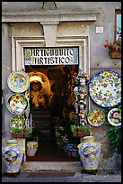 Doorway of the ceramic store. Orvieto, Umbria (color)