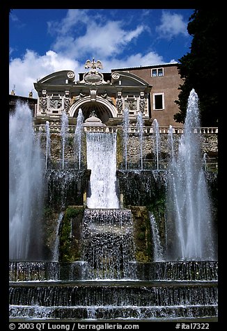 Largest fountain in the gardens of Villa d'Este. Tivoli, Lazio, Italy (color)