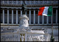 Victor Emmanuel Monument, Victor Emmanuel II statue, Italian flag. Rome, Lazio, Italy ( color)