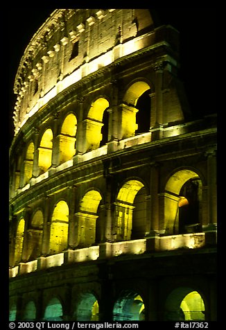 Colosseum illuminated night. Rome, Lazio, Italy