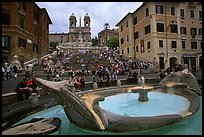 Fontana della Barcaccia at the foot of the Spanish Steps. Rome, Lazio, Italy (color)