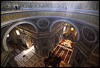 Interior of Basilica San Pietro (Saint Peter) seen from the Dome. Vatican City