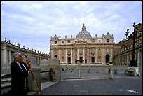 Pilgrim prays in front of the Basilic Saint Peter. Vatican City