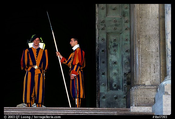 Swiss guards on sentry duty. Vatican City