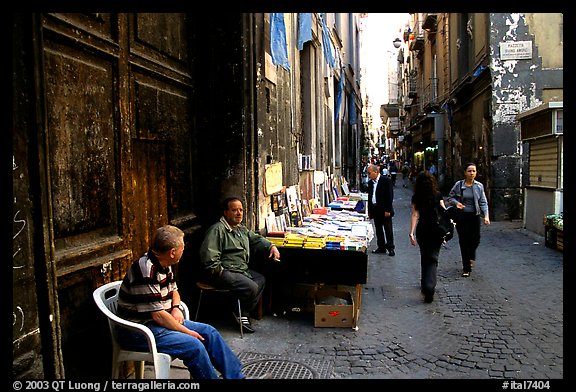Via San Giogio dei Librai, one of the liveliest roads in Spaccanapoli. Naples, Campania, Italy