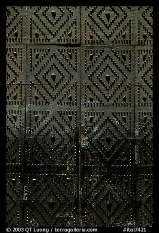 Detail of the door of church Gesu Nuovo. Naples, Campania, Italy (color)