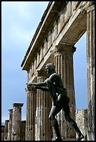 Statue and temple of Apollon. Pompeii, Campania, Italy ( color)