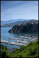 Harbor and medieval town seen from above, Agropoli. Campania, Italy