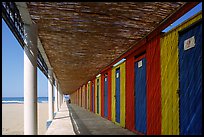 Changing rooms and beach, Paestum. Campania, Italy (color)