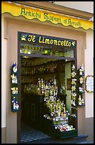 Store specializing in Lemoncelo, the local lemon-based liquor, Amalfi. Amalfi Coast, Campania, Italy (color)