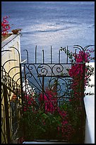 Forged metal entrance to a garden overlooking the sea, Positano. Amalfi Coast, Campania, Italy ( color)