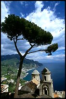 Spectacular view on the Gulf from the terraces of Villa Rufulo, Ravello. Amalfi Coast, Campania, Italy ( color)