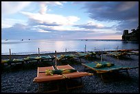 Beach chairs at sunset, Positano. Amalfi Coast, Campania, Italy ( color)
