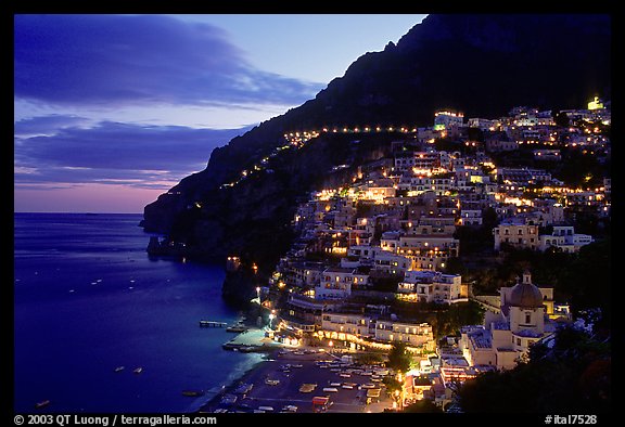 Lights on Positano. Amalfi Coast, Campania, Italy (color)