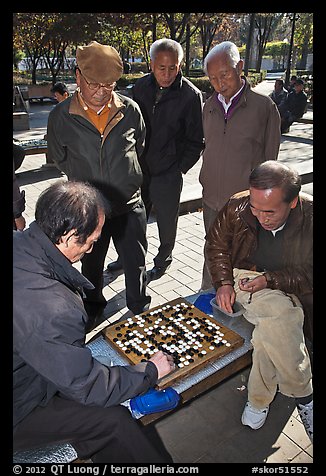 Pensioners gathering to play game of go. Seoul, South Korea