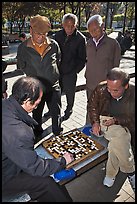 Pensioners gathering to play game of go. Seoul, South Korea (color)