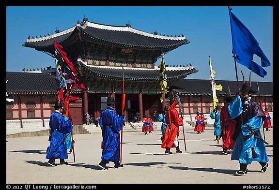 Ceremony of gate guard change, Gyeongbokgung palace. Seoul, South Korea