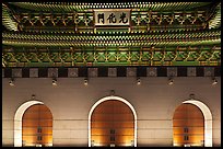 Facade of Gyeongbokgung gate at night. Seoul, South Korea (color)