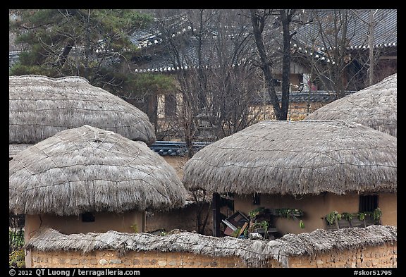 Straw roofing. Hahoe Folk Village, South Korea (color)