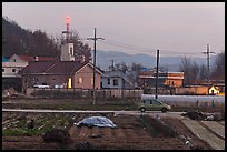 Cultivation and church on outskirts of Andong. South Korea (color)