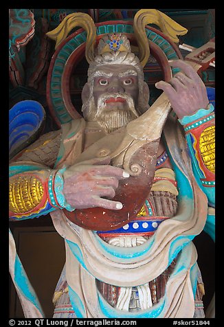 Wooden statue with musical instrument, Bulguk-sa. Gyeongju, South Korea