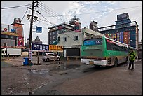 Bus stop and motels. Gyeongju, South Korea (color)