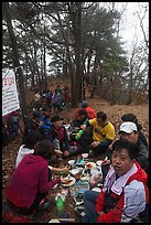 Summit picnic, Geumosang Peak, Mt Namsan. Gyeongju, South Korea (color)