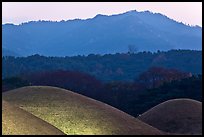 Burial mounds and hills. Gyeongju, South Korea (color)