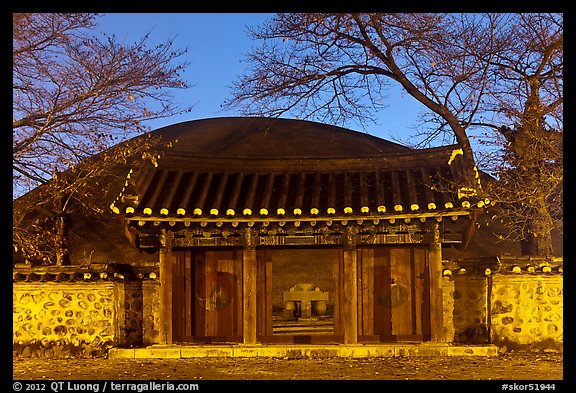 Royal tomb of King Michu of Silla by night. Gyeongju, South Korea