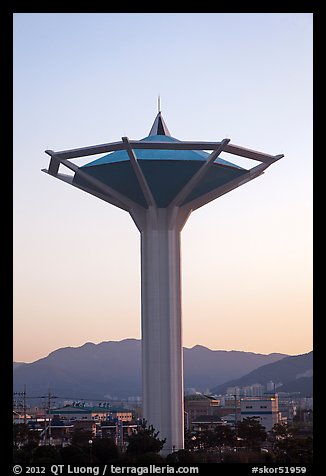 Water tower at dawn, Busan. South Korea (color)