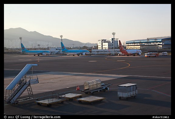 Gimhae International Airport tarmac, Busan. South Korea (color)