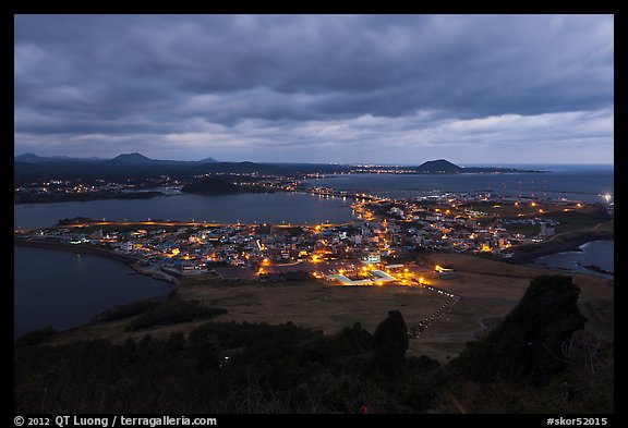 Seongsang Ilchulbong at twilight. Jeju Island, South Korea