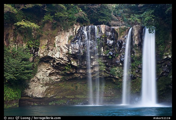 Cheongjiyeon Pokpo waterfall, Seogwipo. Jeju Island, South Korea (color)