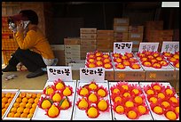 Tangerine fruit stand, Jeju. Jeju Island, South Korea (color)