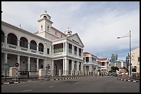 Street and colonial-style supreme court. George Town, Penang, Malaysia (color)