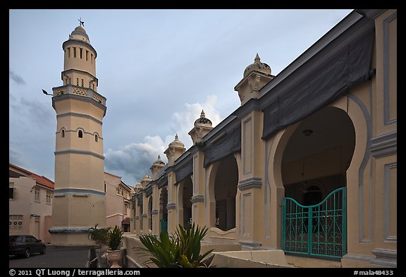 Acheen Street Mosque with Egyptian-style minaret. George Town, Penang, Malaysia (color)