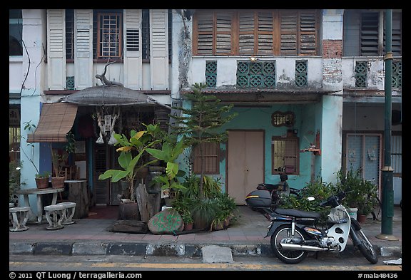 Old townhouse facades. George Town, Penang, Malaysia (color)