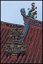 Roof detail, Kuan Yin Teng Chinese temple. George Town, Penang, Malaysia