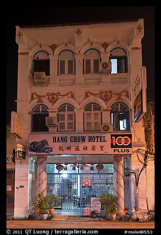 Chinatown hotel at night. George Town, Penang, Malaysia