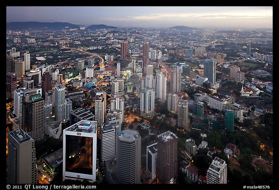 Cityscape at nightfall. Kuala Lumpur, Malaysia