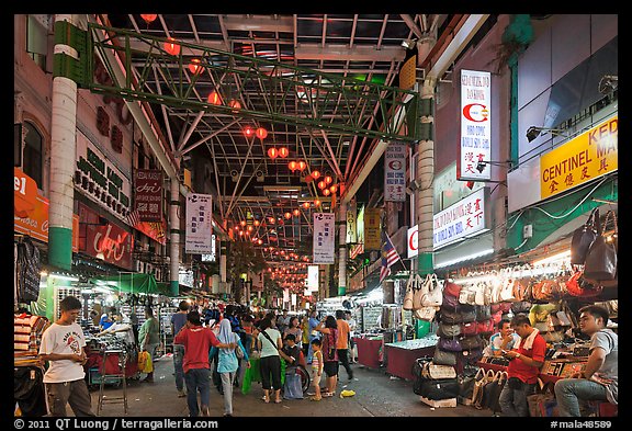 Jalan Petaling street market at night. Kuala Lumpur, Malaysia
