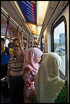 Inside Light Rail Transit (LRT) car. Kuala Lumpur, Malaysia