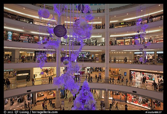 Shopping mall with Christmas decor, Suria KLCC. Kuala Lumpur, Malaysia (color)