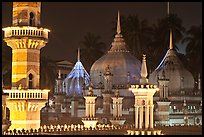 Minarets and domes at night Masjid Jamek. Kuala Lumpur, Malaysia