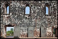 Church walls and tombstones, Bukit St Paul. Malacca City, Malaysia ( color)