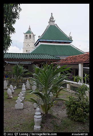 Masjid Kampung Hulu mosque in Javanese style architecture. Malacca City, Malaysia (color)