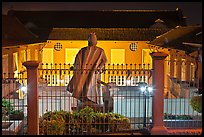 Statue and Stadthuys at night. Malacca City, Malaysia