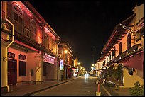 Chinatown street at night. Malacca City, Malaysia