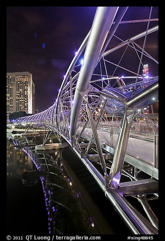 Double Helix Bridge at night. Singapore
